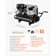 Charger l'image dans la visionneuse de galerie, Amocart 9 Gallon Twin-Tank Gas Powered Air Compressor 6.5 HP 9 CFM Gas Driven Air Compressor Tank on Wheel for Tire Inflation