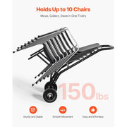 Bild in Galerie-Viewer laden, Amocart 150LBS Folding Chair Rack Metal Chair Storage Cart with Rubber Wheels Push-Style Chair Holder for Stacking 10 Chairs