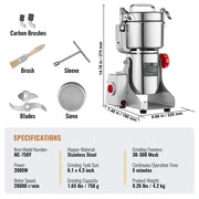 Bild in Galerie-Viewer laden, 【Premium】Amocart 150-2500g Electric Grain Mill Grinder Commercial Swing Spice Grinders for Dry Herbs Grains Spices Cereals Coff