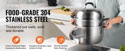 Charger l'image dans la visionneuse de galerie, Amocart Steamer Pot 11in/28cm, 3 Tier Steamer Pot for Cooking with 8.5QT Stock Pot, 304 Stainless Steel Food Steamer Cookware