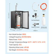 Load image into Gallery viewer, Amocart Beer Kegerator Single Tap Commercial Draft Beer Dispenser for D system W/ Shelves Hold 1 Sixth Keg 2.5lbs CO2 Tank 92L