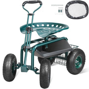 Charger l'image dans la visionneuse de galerie, Amocart Garden Cart Rolling Workseat with Wheels Gardening Stool for Planting 360Degree Swivel Seat Wagon Scooter with Steering