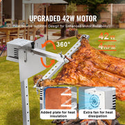Charger l'image dans la visionneuse de galerie, Amocart Electric BBQ Rotisserie Grill Kit Automatic 42W Motor Height Adjustable Universal Roaster Stand Spit Rod w/ Heat Shield