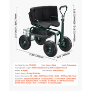 Bild in Galerie-Viewer laden, Amocart Garden Scooter with Seat 2in1 Rolling Garden Cart w/ Storage Bin Supports up to 227lbs Outdoor Wagon w/ Handle for Yard