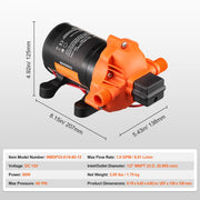 Load image into Gallery viewer, Amocart 12V Diaphragm Pump 1.8/3/3.5/5 GPM 3/4/5-Chamber 40-100 PSI Adjustable 1/2'' MNPT Port for RV Yacht Food Truck Camper