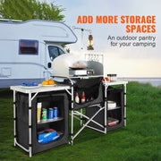 Bild in Galerie-Viewer laden, Amocart Camping Outdoor Kitchen Table Cabinet Foldable Folding Cooking Storage Rack Aluminum Alloy Bracket for BBQ Picnic