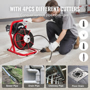 Bild in Galerie-Viewer laden, Amocart Drain Cleaner Machine 75FT/50FT Sewer Snake Auger Manual 1/2 Inch Electric Drain Cleaning Machine w/ 4 Cutters for Home