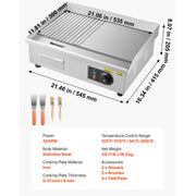 Charger l'image dans la visionneuse de galerie, SucceBuy Commercial Electric Griddle 50-300°C Adjustable Temp Control, Stainless Steel Countertop Flat Top Grill for Steak Panc
