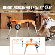 Bild in Galerie-Viewer laden, Amocart Miter Saw Stand with Tabletop and Wheels 330lbs Steel Collapsible Rolling Stand for Miter Saw Adjustable Height Length