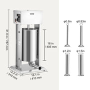 Charger l'image dans la visionneuse de galerie, Amocart 10L/15L Electric Sausage Stuffer Stainless Steel Making Sausage Machine Commercial Grade with 4 Filling Funnel for Home
