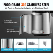 Charger l'image dans la visionneuse de galerie, Amocart Water Distiller 4L 1.05 Gallon Pure Water Purifier Filter For Home Countertop750W Distilled Water Maker Stainless Steel