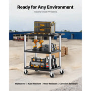 Load image into Gallery viewer, Amocart 300lbs Utility Service Cart Three-Shelf Plastic Rolling Hand Cart with 360° Swivel Wheels for Warehouse Garage Cleaning