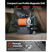Load image into Gallery viewer, Amocart 1300 W Low Profile Magnetic Drill Press 1.4 in Boring Diameter 2248 lbf Power 650RPM Mag Drill Press for Metal Surface