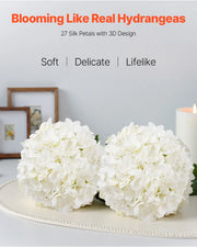Load image into Gallery viewer, Amocart Artificial Flowers Real Looking White Silk Fake Hydrangea Bulk Faux Bridal Shower with Stem for DIY Wedding Bouquets