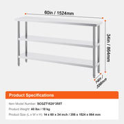 Load image into Gallery viewer, Amocart Stainless Steel Food Prep Table Commercial Kitchen Worktable with 2 Adjustable Undershelf for BBQ Kitchen Garage
