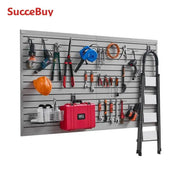 Bild in Galerie-Viewer laden, Amocart 8x4ft White/Grey Slat Wall Paneling PVC Garage Slatwall with Accessories Adjustable Tool Storage Panel Fits for Display