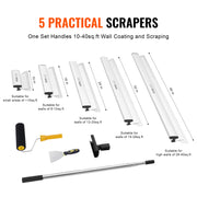 Charger l'image dans la visionneuse de galerie, Amocart Drywall Skimming Blade Set 10/16/24/32/40 inch Skimming Blades + 34-81.6 in Extension Handle Pole Stainless Steel Knife