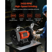 Load image into Gallery viewer, Amocart Bench Grinder 8-inch Single Speed Bench Grinder with Induction Motor Adjustable Eye Shield for Fast Sharpening Grinding