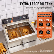 Bild in Galerie-Viewer laden, Amocart Commercial Deep Fryer 3000W Electric Turkey Fryer with Basket 30.6Qt Single Tank Countertop Stainless Steel Deep Fryers