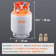 Charger l'image dans la visionneuse de galerie, Amocart 30 lbs Refrigerant Recovery Tank with Float Switch Reusable AC Recovery Tank HVAC for All Refrigerant Prevent Overflow