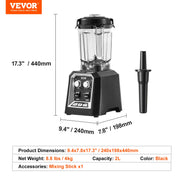 Charger l'image dans la visionneuse de galerie, Amocart 2L Smoothie Blender Professional Countertop Fruit Food Processor Mixer Maker with Stainless Steel for Home Kitchen Bar
