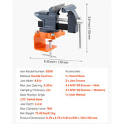 Bild in Galerie-Viewer laden, Amocart Bench Vise 4.5 Inch Portable Workbench Vice with 270° Swivel Base Cast Iron Construction for Woodworking Metalworking
