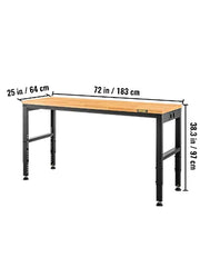 Charger l'image dans la visionneuse de galerie, Amocart 2000 lbs Adjustable Garage Workbench 48/61" L x 20" W Work Table with 28.3"-38.1" Height & Hardwood Top for Office Home