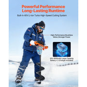Charger l'image dans la visionneuse de galerie, Amocart Electric Ice Auger Cold-Resistant 2 in 1 Cordless Ice Fishing Augers and Earth Auger with 8" Ices & Earth Drill Bit