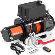 Charger l'image dans la visionneuse de galerie, Amocart 6000lbs Electric Winch Car Truck Winch with 1/4 in 55 ft Synthetic Rope Wireless/Wired for Towing SUV Jeep Trailer Boat