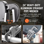 Load image into Gallery viewer, Amocart Pipe Wrench Aluminum Straight Pipe Wrench Adjustable Plumbing Wrench High Strength Jaw & Ergonomic Handle Automotive
