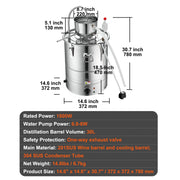 Bild in Galerie-Viewer laden, Amocart 30/50L Stainless Steel Alcohol Distiller Alcohol Still Essential Oil Brewing DIY Whisky Wine Brandy Distillery Home Use