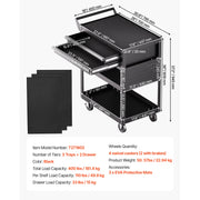 Charger l'image dans la visionneuse de galerie, Amocart 5-Tier Tool Chest 2-Drawer Rolling Tool Work Cart with Locking & Pegboard Tools Storage Organizer for Garage Warehouse
