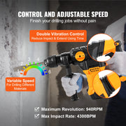 Bild in Galerie-Viewer laden, Amocart 1500W Rotary Hammer Drill Max Drilling 32mm 4 Modes Plus Corded Demolition Chipping Metal Concrete Breaker Jackhammer