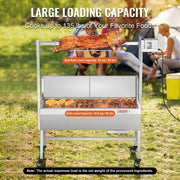 Load image into Gallery viewer, 【Premium】Amocart 35inch Rotisserie Grill Electric Motor Charcoal Spit Grill Stainless Steel Roaster w/Lock le Wheels for Campin