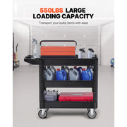 Charger l'image dans la visionneuse de galerie, with 360°Swivel Wheels Ergonomic Storage Handle for Warehouse/Garage/Cleaning Amocart 2/3 Shelf Utility Service Cart Heavy Duty