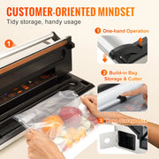 Bild in Galerie-Viewer laden, Amocart Commercial Vacuum Sealer Machine Multifunction Automatic Food Packaging with Bag Roll Storage Cutter for Home Kitchen