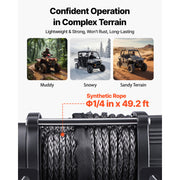 Bild in Galerie-Viewer laden, Amocart 6000LBS Electric Winch 12V ATV/UTV Winch with 49.2ft Synthetic Rope Wireless & Wired Remote Control for Towing Off-Road