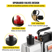 Bild in Galerie-Viewer laden, Amocart 8CFM 2Stage Rotary Vane Professional Vacuum Pump (15Micron 3/4HP 1/4"flare 3/8 SAE 1/2"ACME inlet) for Air Conditioning