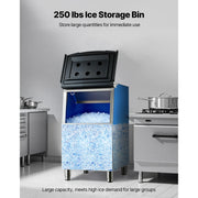 Charger l'image dans la visionneuse de galerie, Amocart 250LBS Commercial Ice Maker with Storage Bin Ice Bin Stainless Steel Ice Maker Machine with Filter for Home Bar Hotel
