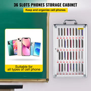 Charger l'image dans la visionneuse de galerie, Amocart 36 Slots Cell Phone Cabinet Silver Aluminum Alloy Pocket Chart Wall Mounted Storage Locker Box for Classroom Office Gym