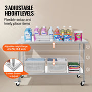 Load image into Gallery viewer, Amocart Stainless Steel Work Table Commercial Food Prep Worktable with Casters Heavy Duty Prep Worktable for Restaurant Home