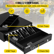 Charger l'image dans la visionneuse de galerie, Amocart Cash Register Drawer 16" 12 V for POS System Tray Removable Coin Compartment & 2 Keys Included RJ11/RJ12 Cable Drawer