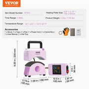 Charger l'image dans la visionneuse de galerie, Amocart Hat Press Machine Mini Hat Heat Press for Caps Cap Heat Press Machine Safety Base and Glove Automatic Shut-Off Purple