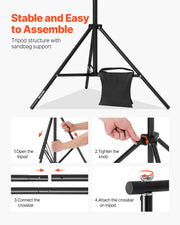 Charger l'image dans la visionneuse de galerie, Amocart Backdrop Stand Adjustable Photo Backdrop Kit Heavy Duty Projector Screen Stand for Wedding Photo Video Studio Party