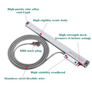 Load image into Gallery viewer, DRO-2V Professional Digital Readout Display and 2 pieces Linear Glass Scale Encoder Grating Ruler For Lathe milling machines