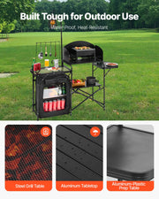 Bild in Galerie-Viewer laden, Amocart Camping Kitchen Table Folding Camp Cook Station Aluminum Portable Cook Station with Cupboard, Carrying Bag Windscreen