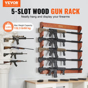 Bild in Galerie-Viewer laden, Amocart Gun Rack Wood Gun Rack Wall Mount Gun Display Rack holds 4/5 Rifles Shotguns 132 lbs Heavy Duty Rifle Rack w/ Soft Padding