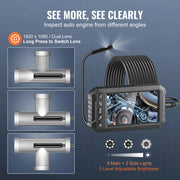 Bild in Galerie-Viewer laden, Amocart Endoscope Camera Dual Lens Borescope 5" Screen 1080P Inspection Camera with LED Lights Waterproof for Auto Plumbing