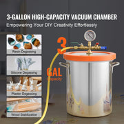 Bild in Galerie-Viewer laden, Amocart 3 Gallon / 5 Gallon Vacuum Chamber, Upgraded Tempered Glass Lid Vacuum Degassing Chamber, 304 Stainless Steel Chamber, for Stabilizing Wood, Resin Degassing, Silicone Degassing and Plaster Degassing
