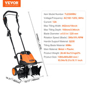 Bild in Galerie-Viewer laden, Amocart 12 Amp Electric Tiller 18" Tilling Width 3.94" Tilling Depth Corded Electric Tiller/Cultivator Steel Mn Tines Rototille
